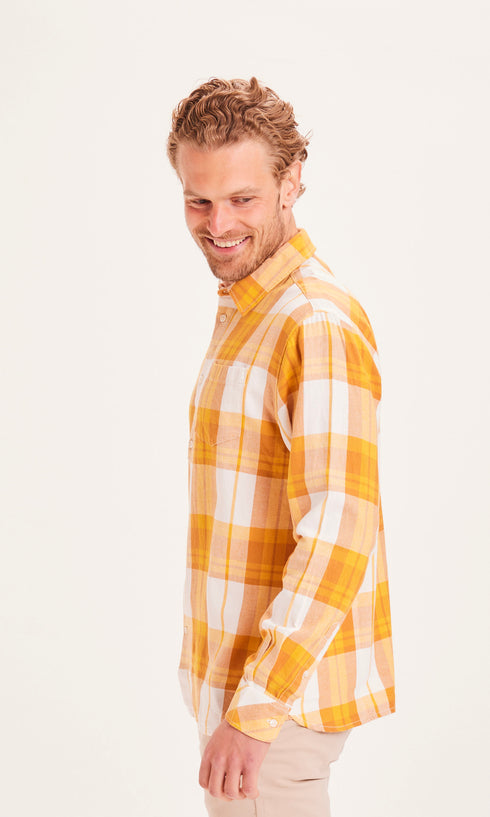 Kenntnisgekotton Bekleidung Ältester feiner Twill geprüft, entspannte Fit -Hemd - Getts/Vegan - Inca Gold